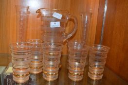 Glass Lemonade Set and Two Glass Specimin Vases