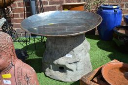Metal & Stone Effect Bird Bath