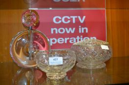 Cut Glass Rose Bowl, Ornaments, etc.