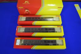 Two Hornby 00 LMS First Open Class Coaches plus LMS Brake Third Class Coach