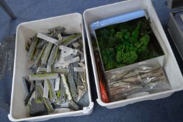 Two Tubs of Landscaping; Dry Stone Walls, Trees, e