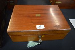 Small Victorian Mahogany Writing Slope with Purple Velvet Insert