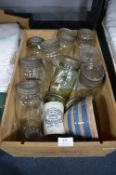 Wine Crate Containing Nine Kilner Jars etc.