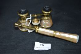 Ladies Opera Glass - Brass with Mother of Pearl Inlay