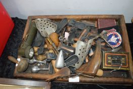 Tray Lot of Collectibles; Keys, Carpet Grips, etc.