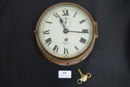 Brass Cased Ships Clock - Smiths Empire plus Key