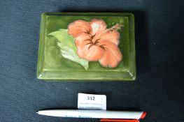 Moorcroft Hibiscus Pattern on Green Ground Rectangular Covered Dish