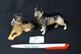Two Beswick Alsatians