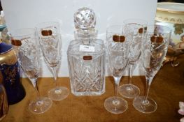 Doulton International Decanter and Five Champagne Flutes