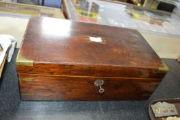 Victorian Walnut Writing Slope with Brass Inlay