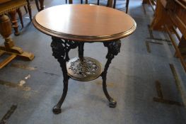 Victorian Cast Iron Pub Table with Mahogany Top