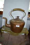 Victorian Copper Kettle and a Brass Kettle Stand