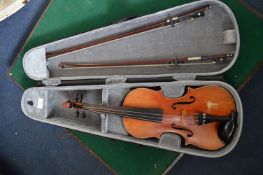 German Stradivarius Copy Violin with Case and Two Bows