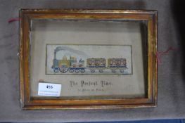 Framed Silk Stevengraph circa 1880 - Stevens Rail Engine 
