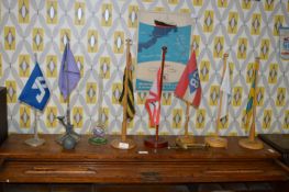 Seven Shipping Line Miniature Flags plus Brass Anchor, etc.