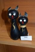 Pair of 1930's Magnetic Wood Cats