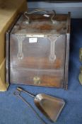 Art Nouveau Brass & Mahogany Coal Box