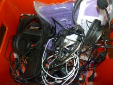 Box Containing Headphones, Powerpacks, etc.