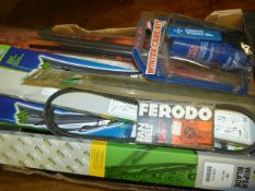 Box of Fan Belts, Wiper Blades, etc.