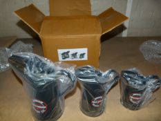 *Two Sets of Three Reproduction Graduated Harley Davidson Oil Cans