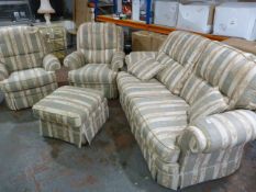 Three Piece Suite with Pouffe