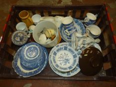 Box of Blue & White China etc