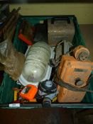 Box of Vintage Electrical Equipment & Bulk Headlight