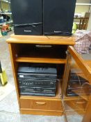 G Plan Hifi Cabinet with Panasonic Music System including Record Deck, Amp, Radio and Twin Cassette