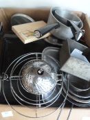 Box of Assorted Kitchenware, Baking Trays, Pans, e