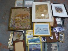 Woolwork Picture and a Quantity of Frames and Prin