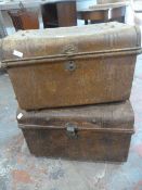 Two Antique Tin Trunks