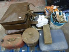 Misc Pallet including Cases, Petrol Cans, Drill, Tools, Coal Buckets etc