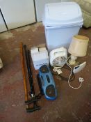 Misc Lot including Radio, Walking Sticks, Bin etc