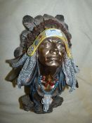 Large Native American Chieftain Bust