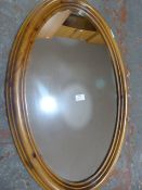 Oval Pine Framed Mirror ~78x51cm