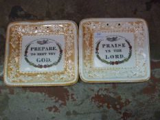 Two Victorian Motto Wall Plates