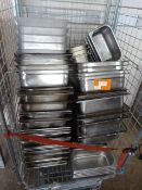 *Cage containing Approx 70 Stainless Gastro Trays, Pans, Bain Marie Inserts