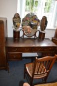 Dark Walnut Effect Dressing Table with Triple Mirror
