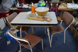 Retro Formica Topped Kitchen Table and Four Matchi