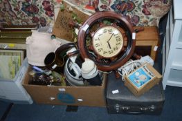 Household Goods, Vases, Ships Wheel Clock, etc.