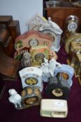 Ten Vintage Pottery and Other Clocks