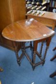 Oak Oval Drop Leaf Side Table on Barley Twist Supports