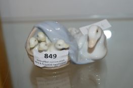 Lladro Figure of a Mother Duck and Ducklings