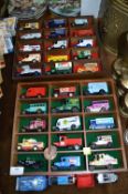 Two Wooden Display Racks of Diecast Advertising Ve