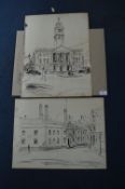 Two Hull Original Pen & Ink Drawings E.R Waddingto