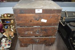 Small Vintage Wooden Chest and Contents