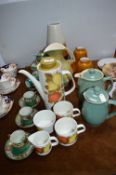 Retro Pottery; Tea Sets, Lamp Shades, etc.