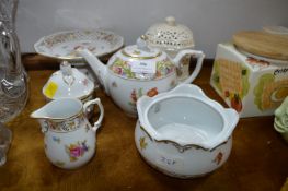 Pottery Items Including Teapot, Cake Stand, etc.