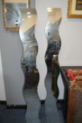 Pair of Wavy Wall Mirrors