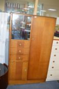 1950's Oak Single Wardrobe with Original Key
